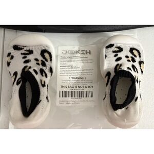Dookeh Baby crawling Shoes Black & White Leopard SZ 9 - 12 months toddler